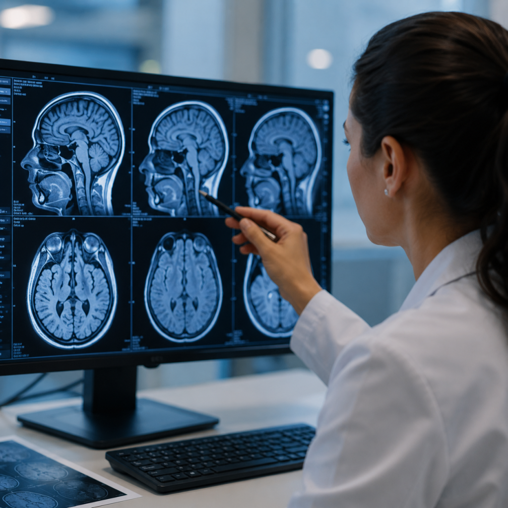 Neurologist performing a neurological evaluation after a car accident