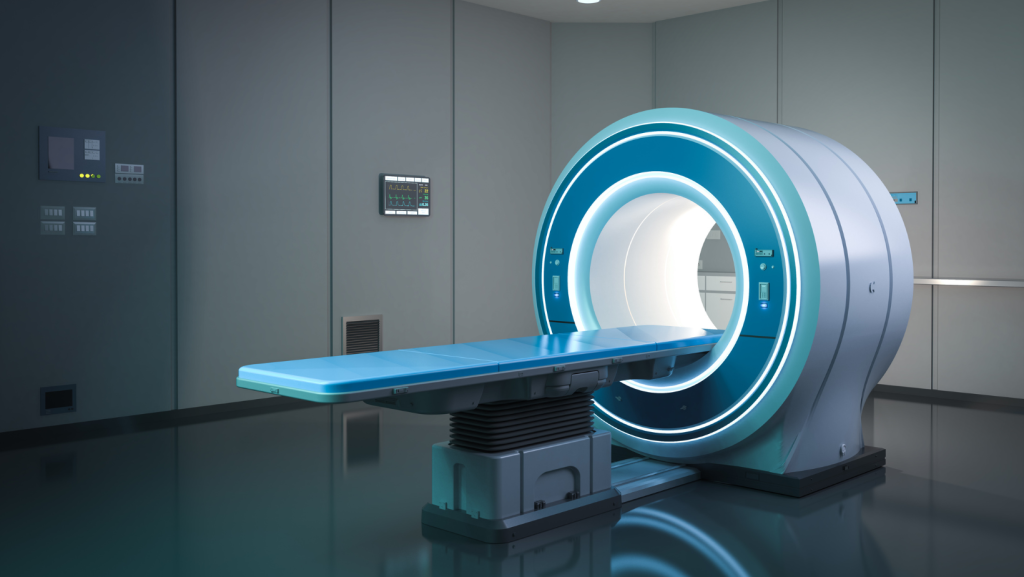 MRI after a car accident showing a modern imaging machine used for injury diagnosis