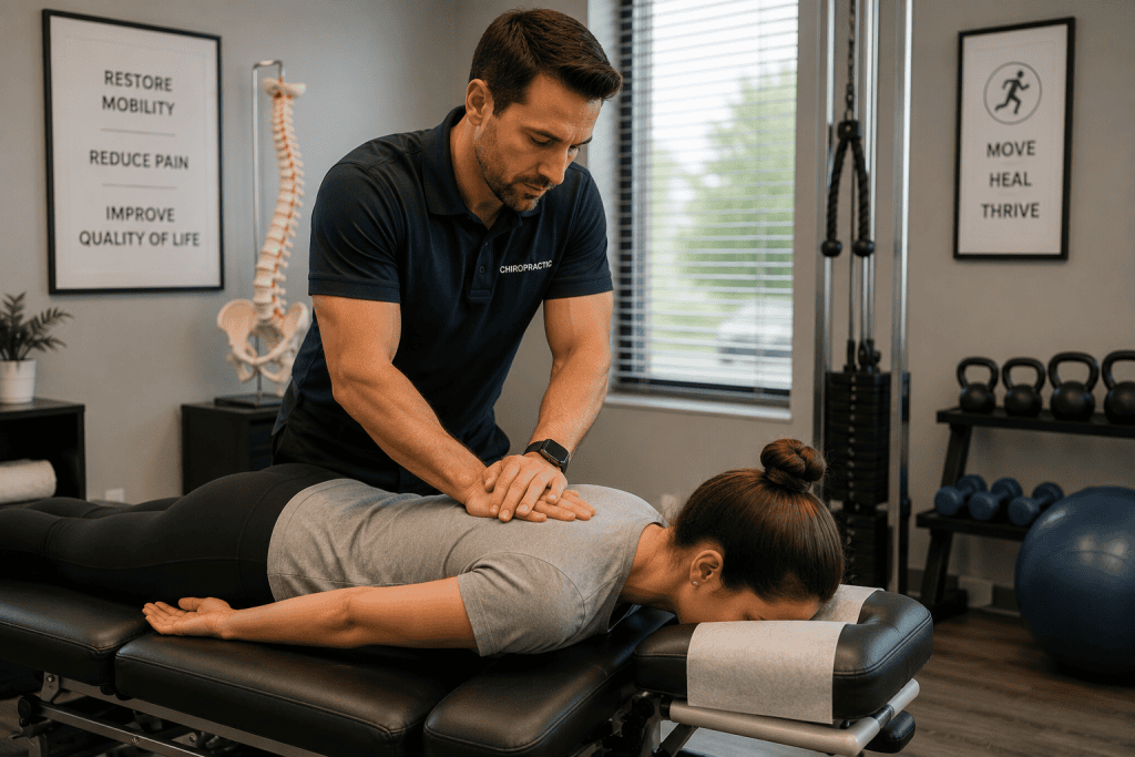 Chiropractor providing ongoing treatment to support recovery from car accident related neck and back injuries.