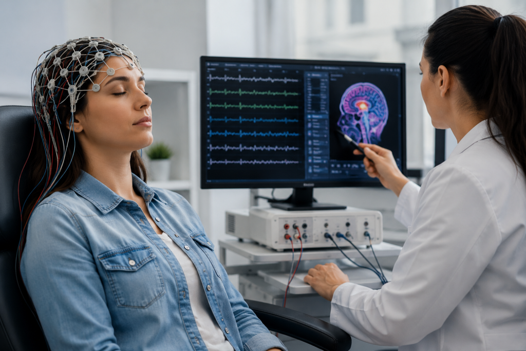 Brain MRI scan reviewed for neurological injuries after a car accident