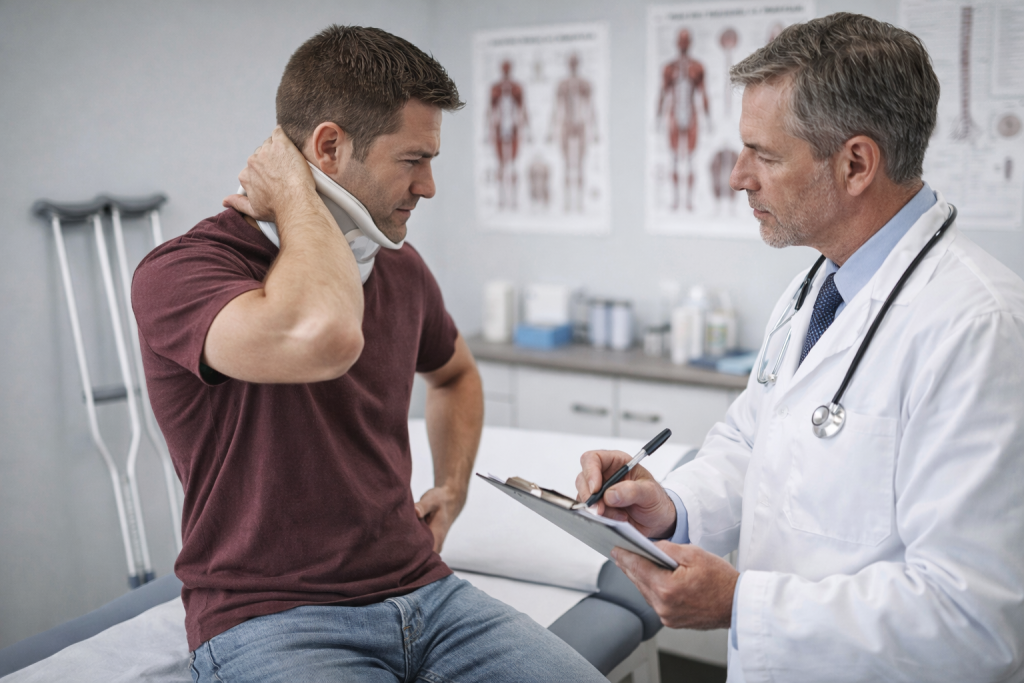 Doctor documenting injuries that are part of the things insurance companies don’t want you to know after a car accident, like how gaps in treatment hurt your claim.